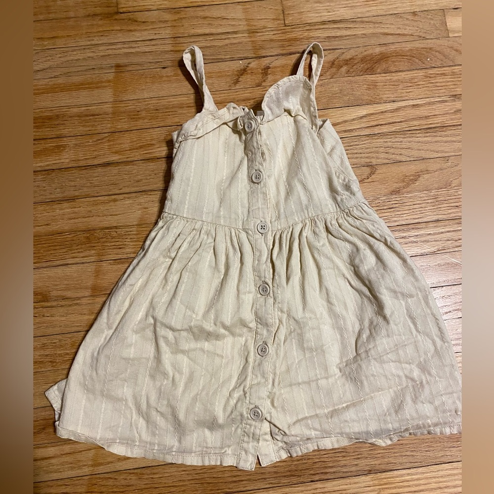 2T Gymboree cotton oatmeal beige ruffle button front strappy girl's dress